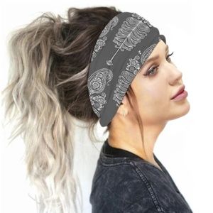 Paisley Feather Headband Face Mask